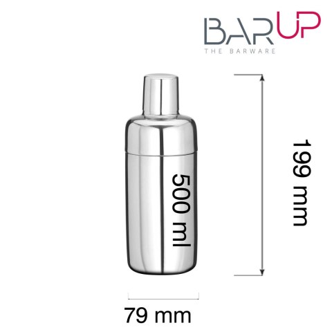 Shaker 3-częściowy Cobbler, BarUp, 0,5L, ⌀79x(H)199mm Shaker 3-częściowy Cobbler, BarUp, 0,5L, ⌀79x(H)199mm