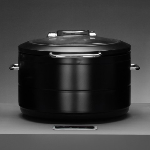 Podgrzewacz indukcyjny okrągły ze szklaną pokrywą De Luxe Black, 11l Podgrzewacz indukcyjny okrągły ze szklaną pokrywą De Luxe Black, 11l