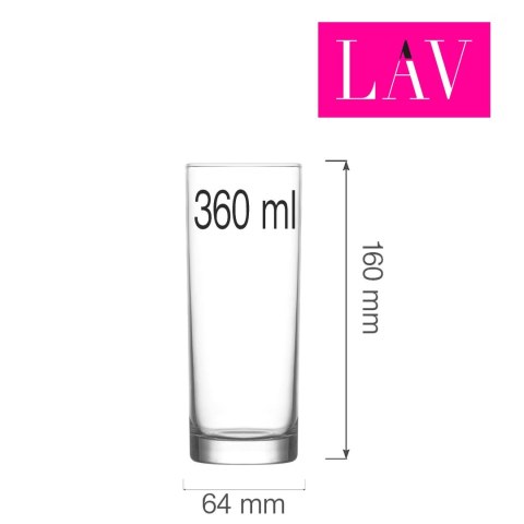 Szklanka wysoka Rotterdam 360 ml, LAV (dawniej LV-LBR340Z) Szklanka wysoka Rotterdam 360 ml, LAV (dawniej LV-LBR340Z)