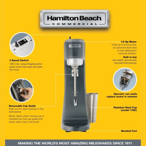 Mikser pojedynczy, koktajler do frappe koktaji i shake mlecznych HMD200R-CE ,Hamilton Beach Commercial Mikser pojedynczy, koktajler do frappe koktaji i shake mlecznych HMD200R-CE ,Hamilton Beach Commercial