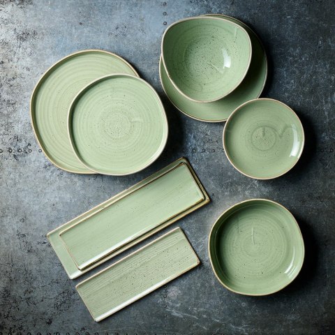 Misa z wysokim rantem o organicznym kształcie Stonecast Sage Green, 230x50mm
