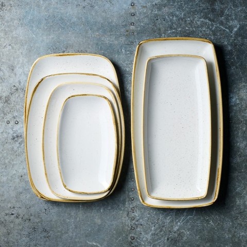 Talerz podłużny szefa kuchni Stonecast Barley White, 200x120mm