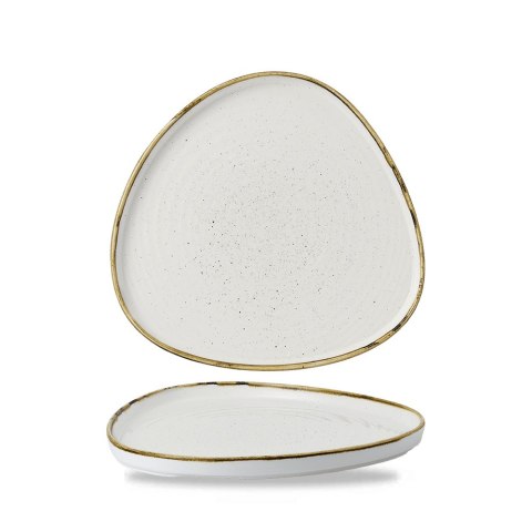 Talerz trójkątny z wysokim rantem szefa kuchni Stonecast Barley White, 260mm