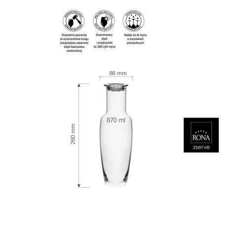 Karafka Polis, 870ml - zestaw z dwoma zatyczkami Karafka Polis, 870ml - zestaw z dwoma zatyczkami