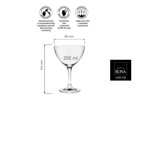 Kieliszek do martini Classic Cocktails Optic, 250ml Kieliszek do martini Classic Cocktails Optic, 250ml