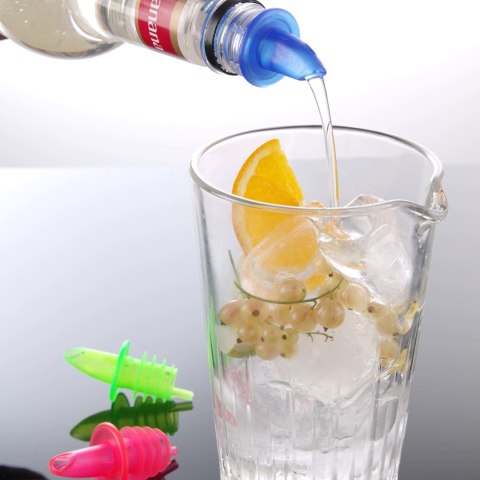 Nalewak barmański - zestaw 3 kolorów - 6 szt., 2 niebieskie, 2 czerwone, 2 zielone, Bar Up Nalewak barmański - zestaw 3 kolorów - 6 szt., 2 niebieskie, 2 czerwone, 2 zielone, Bar Up