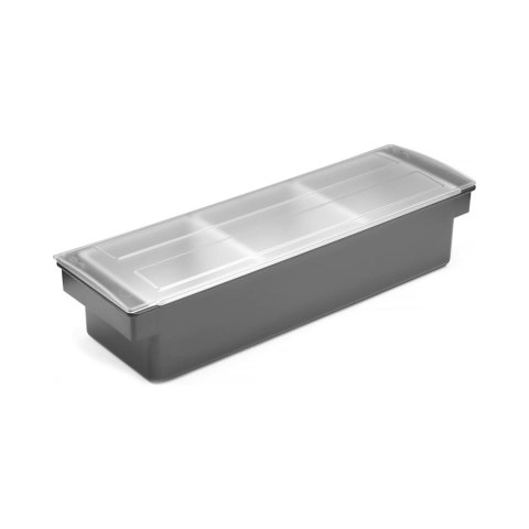 Pojemnik barmański na dodatki do drinków - 3 wkłady, Bar up, czarny, 480x150x(H)100mm Pojemnik barmański na dodatki do drinków - 3 wkłady, Bar up, czarny, 480x150x(H)100mm