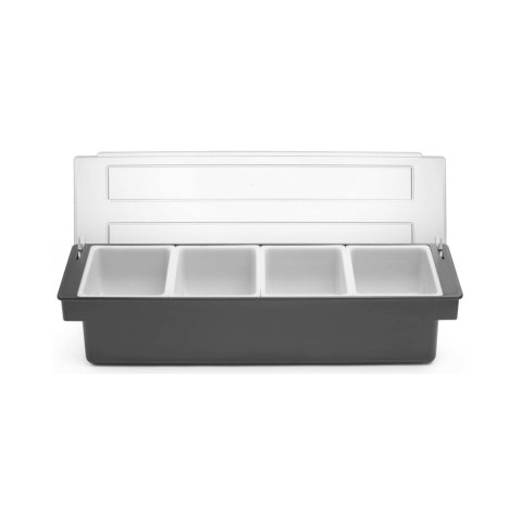 Pojemnik barmański na dodatki do drinków - 4 wkłady, Bar up, 480x150x(H)100mm Pojemnik barmański na dodatki do drinków - 4 wkłady, Bar up, 480x150x(H)100mm