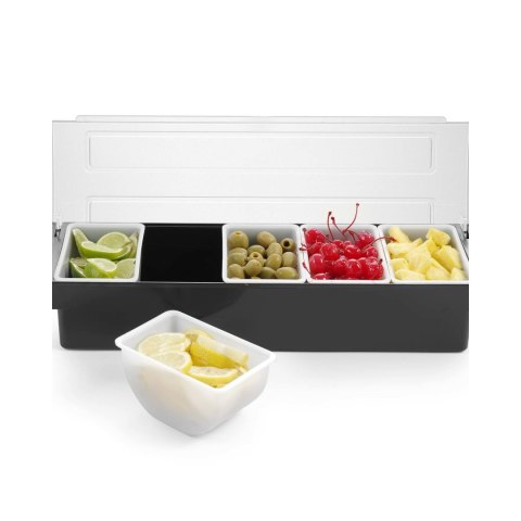 Pojemnik barmański na dodatki do drinków - 5 wkładów, Bar up, czarny, 480x150x(H)100mm Pojemnik barmański na dodatki do drinków - 5 wkładów, Bar up, czarny, 480x150x(H)100mm