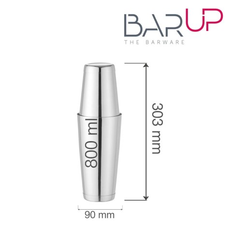 Shaker bostoński Tin-on-Tin, Bar up, 0,8L, ø90x(H)303mm Shaker bostoński Tin-on-Tin, Bar up, 0,8L, ø90x(H)303mm