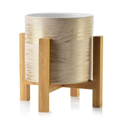AVA Doniczka 12,5x12,5xH:11,7cm na stojaku akacja złoto AVA Doniczka 12,5x12,5xH:11,7cm na stojaku akacja złoto