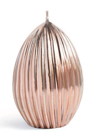 Świeca JAJKO KARBOWANE duże 7,5x10cmrose gold