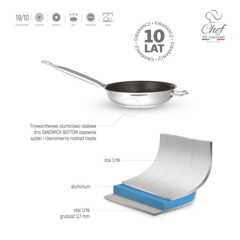 Patelnia ze stali nierdzewnej z powłoką nieprzywierającą Prime, śr. 320mm